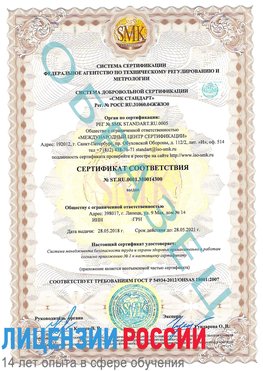Образец сертификата соответствия Волоколамск Сертификат OHSAS 18001